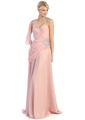 E2431 One Shoulder Draped Evening Dress - Dusty Rose, Front View Thumbnail