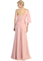 E2431 One Shoulder Draped Evening Dress - Dusty Rose, Back View Thumbnail