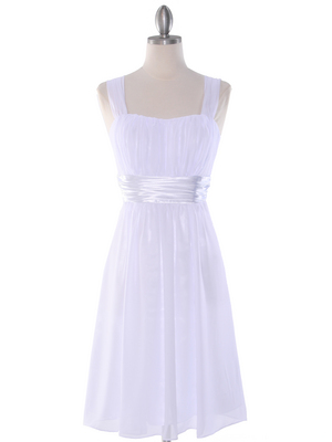E2460 Pleated Graduation Dress, White