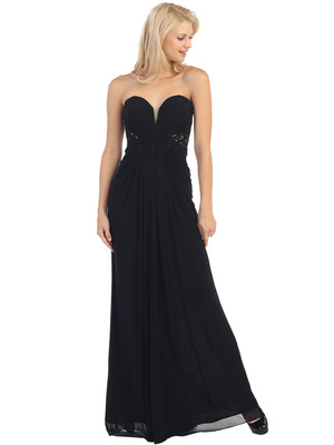 E3018 Strapless Sweetheart Evening Dress, Black