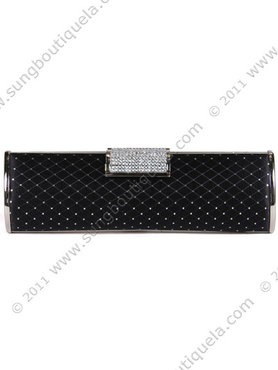 E8901 Black Shimmery Evening Clutch - Black, Alt View Medium