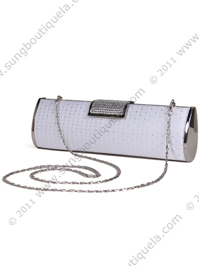 E8901 White Shimmery Evening Clutch - White, Alt View Medium