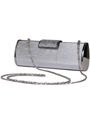 E890 Silver Evening Clutch with Rhinestone Clip - Silver, Alt View Thumbnail