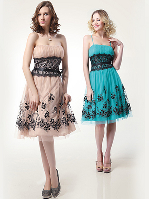 EL2611 Floral Tea Length Dress, Gold