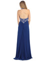 EV3056 Embellished Halter Evening Dress - Royal Blue, Back View Thumbnail