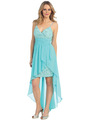 EV3081 Chiffon High-Low Cocktail Dress - Mint, Front View Thumbnail