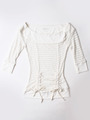 FH001 Boatneck Mesh Top - Off White, Front View Thumbnail