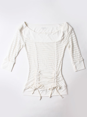 FH001 Boatneck Mesh Top, Off White