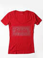 FH002 Glitter V-neck Tee - Red, Front View Thumbnail