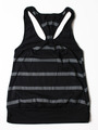 FH006 Women's Tank with Stripe - Black, Back View Thumbnail