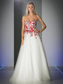 FY-CK70 Cherry Blossom Sweetheart Ball Gown - Off White, Front View Thumbnail