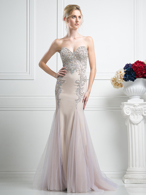 FY-F501 Sweetheart Beaded Prom Gown with Godet Hem, Champagne