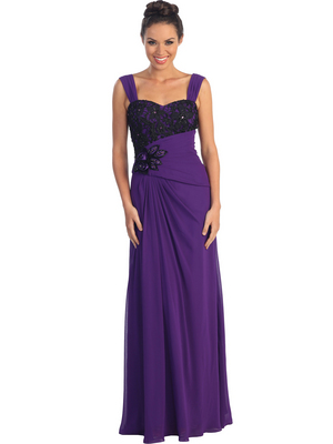GL1004 Asymmetrical Waist Evening Dress, Purple