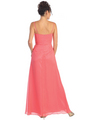 GL1020 Sheer Chiffon Overlay Evening Dress - Coral, Back View Thumbnail