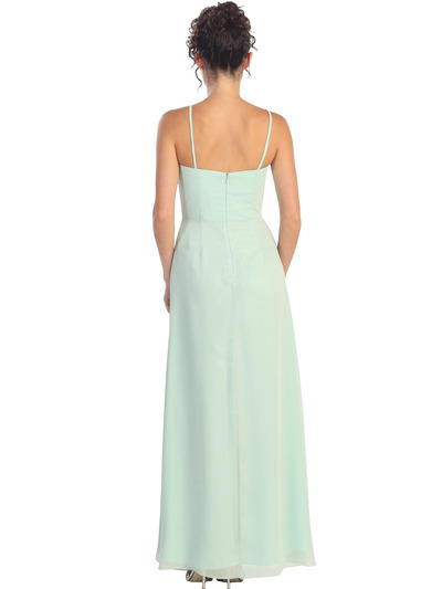GL1020 Sheer Chiffon Overlay Evening Dress - Sage, Back View Medium
