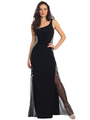 GL1022 Evening Elegance Evening Dress - Black, Front View Thumbnail