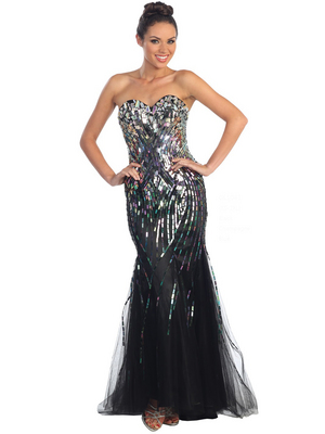 GL1041 Large Sequins Mermaid Dress, Black