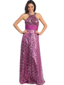 GL1064 Glitzy Halter Neck Gown - Magenta, Front View Thumbnail