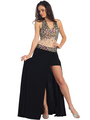 GL1070 Shimmering Sass Evening Dress - Black, Alt View Thumbnail
