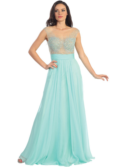 GL1077 Vintage Inspired Evening Dress  - Tiffany, Front View Medium