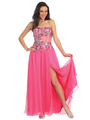 GL1085 Glitzy Prom Gown - Pink, Front View Thumbnail