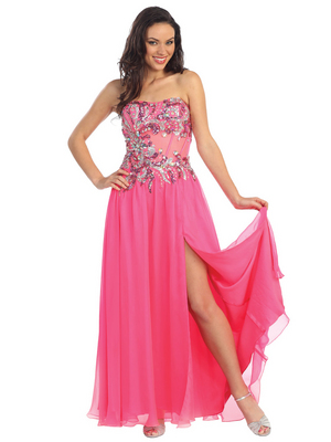 GL1085 Glitzy Prom Gown, Pink