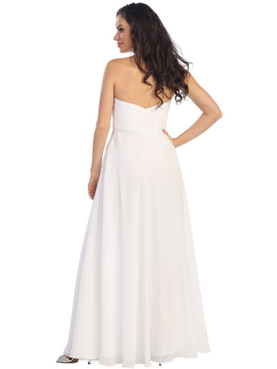 GL1112 Pure & Pristine Sweetheart Evening Dress - White, Back View Medium