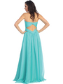 GL1116 Elegant Long Chiffon Prom Dress - Aqua, Back View Thumbnail