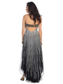 GL1127 Black Jeweled Trim and Sequin Chiffon High-low Cocktail Dress - Black, Back View Thumbnail