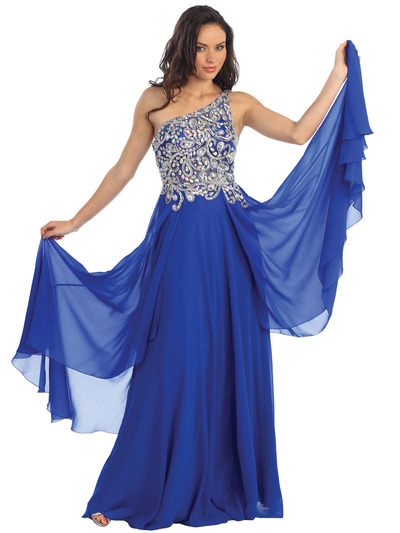 GL1128 Sass and Class Prom Dress - Royal, Front View Medium