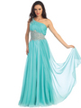 GL1129 Single Shoulder Grecian Goddess Prom Dress - Tiffany, Front View Thumbnail
