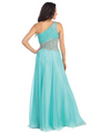 GL1129 Single Shoulder Grecian Goddess Prom Dress - Tiffany, Back View Thumbnail