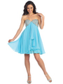 GL1142 Empire Waist Sweetheart Cocktail Dress - Aqua, Front View Thumbnail