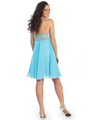 GL1142 Empire Waist Sweetheart Cocktail Dress - Aqua, Back View Thumbnail