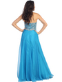 GL1149 Elegant Flowy Corset Top Evening Gown - Blue, Back View Thumbnail