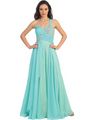 GL1154 One Shoulder Chiffon Over Lace Evening Dress - Tiffany, Front View Thumbnail