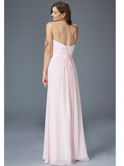 GL2070 Strapless Sweetheart Ruched Prom Dress - Pink, Back View Medium