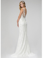 GL3146T Lace Mermaid Bridal Evening Dress - Ivory, Back View Thumbnail