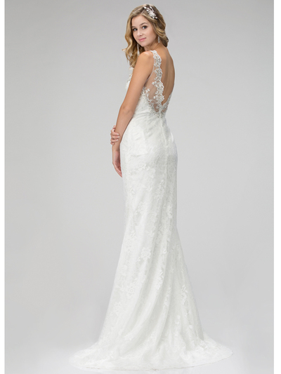GL3146T Lace Mermaid Bridal Evening Dress - Ivory, Back View Medium