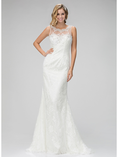 GL3146T Lace Mermaid Bridal Evening Dress - Ivory, Front View Medium