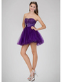 GS1345 Mini Sweetheart Homecoming Dress with Tulle Skirt - Purple, Front View Thumbnail