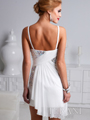 H1204 Jewled and Pleated Sash Cocktail Dress By Terani - Ivory, Back View Thumbnail
