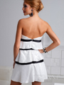 H1205 Ivory Black Sweetheart Three Belt Homecoming Dress By Terani - Ivory Black, Back View Thumbnail