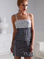 H1208 Silver Multi Sequin Checkered Homecoming Dress By Terani - Silver Multi, Front View Thumbnail