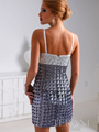 H1208 Silver Multi Sequin Checkered Homecoming Dress By Terani - Silver Multi, Back View Thumbnail