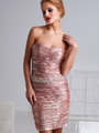 H1223 Blush Strapless Pleated Cocktail Dress By Terani - Blush, Front View Thumbnail