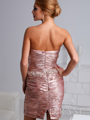 H1223 Blush Strapless Pleated Cocktail Dress By Terani - Blush, Back View Thumbnail