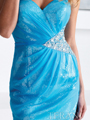 H1248 Strapless Chiffon Overlay Sequin Homecoming Dress By Terani - Turquoise Silver, Alt View Thumbnail