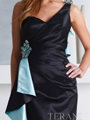 H1258 Black Aqua One Shoulder Bow Homecoming Dress By Terani - Black Aqua, Alt View Thumbnail