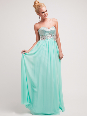 H3001 Strapless Sweetheart Prom Dress, Mint